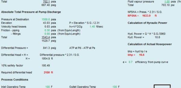 Pump Sizing