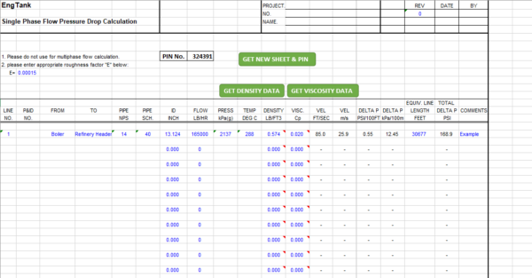 Pipe Pressure Drop Calculation Excel Sheet Free - EngTank