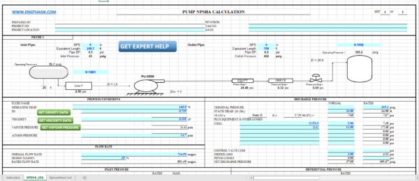 NPSH Calculation Spreadsheet